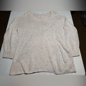Old Navy White Speckled Tunic Sweater